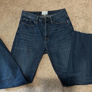 Sézane the brut sexy high waisted button fly raw hem jeans